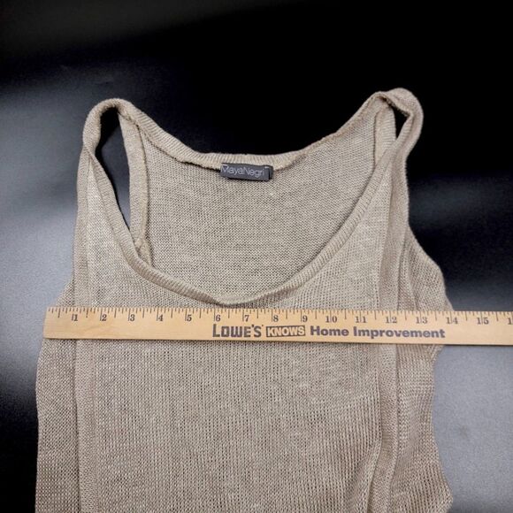 MAYA NEGRI Lagenlook Shapeless Sheer Knit Midi Dress Beachy Boho Taupe Large - Picture 2 of 7